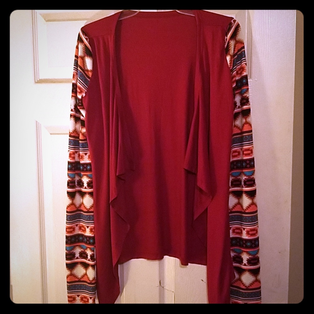 Cascade front cardigan w/ Aztec sleeves